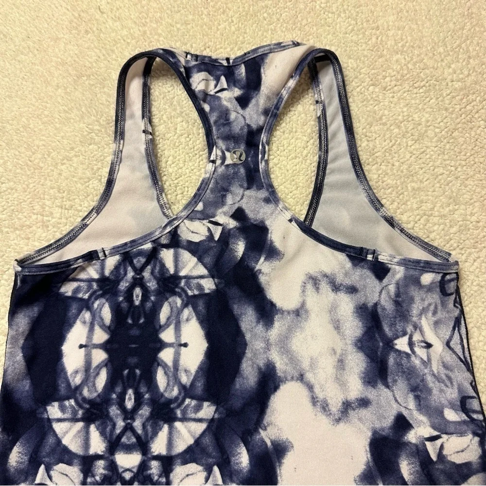 Lululemon Cool Racerback Tank Top Ink Blot White Deep Indigo Tie Dye